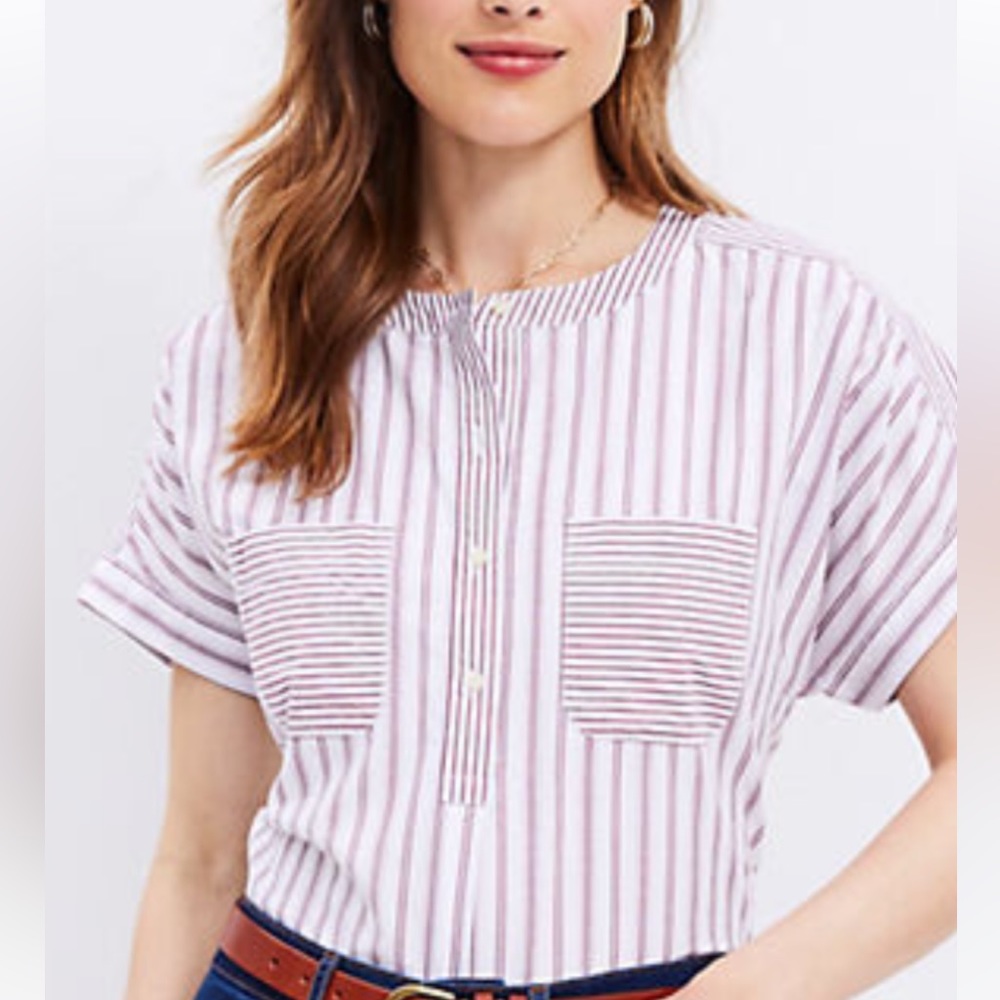 LOFT XL stripe short sleeve shirt